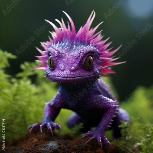 poisonous little purple lizard with spikes   reated with Generative Ai