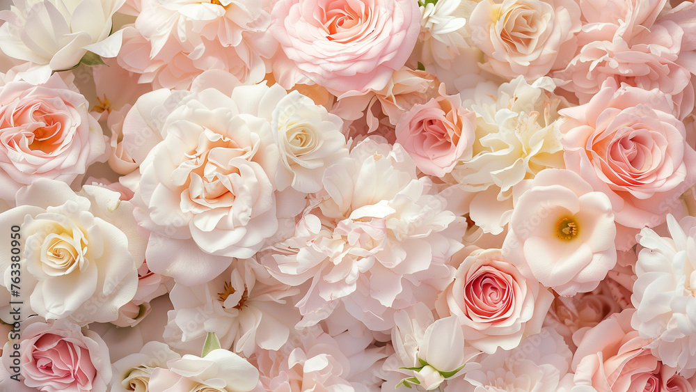Petal Panorama: Background Bursting with Pale Roses Petal Panorama: Background Bursting with Pale Roses