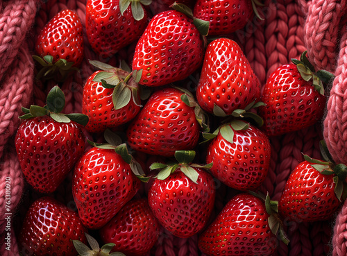Knitted fabric with a strawberry pattern