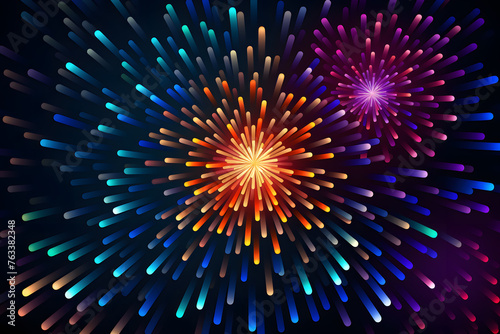 Bright colorful fireworks isolated on black background