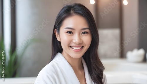 Asian woman relaxing in spa, massage. 
