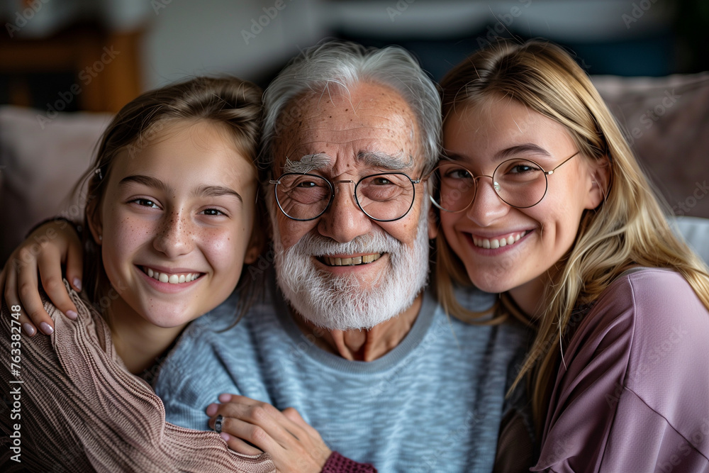 Granddaughters with Grandfather Granddaughters with Grandfather