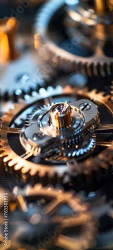 A close-up of gears and cogs being assembled, highlighting the complexity and detail in mechanical manufacturing photo