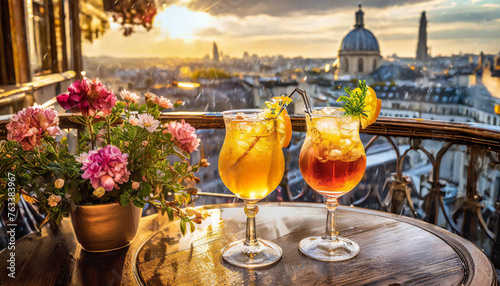 Deux coktails sur une terrasse, paris