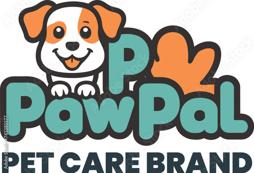 Modern mascot logo of friendly cartoon dog for a pet care brand named 'PawPal'.AI generative.