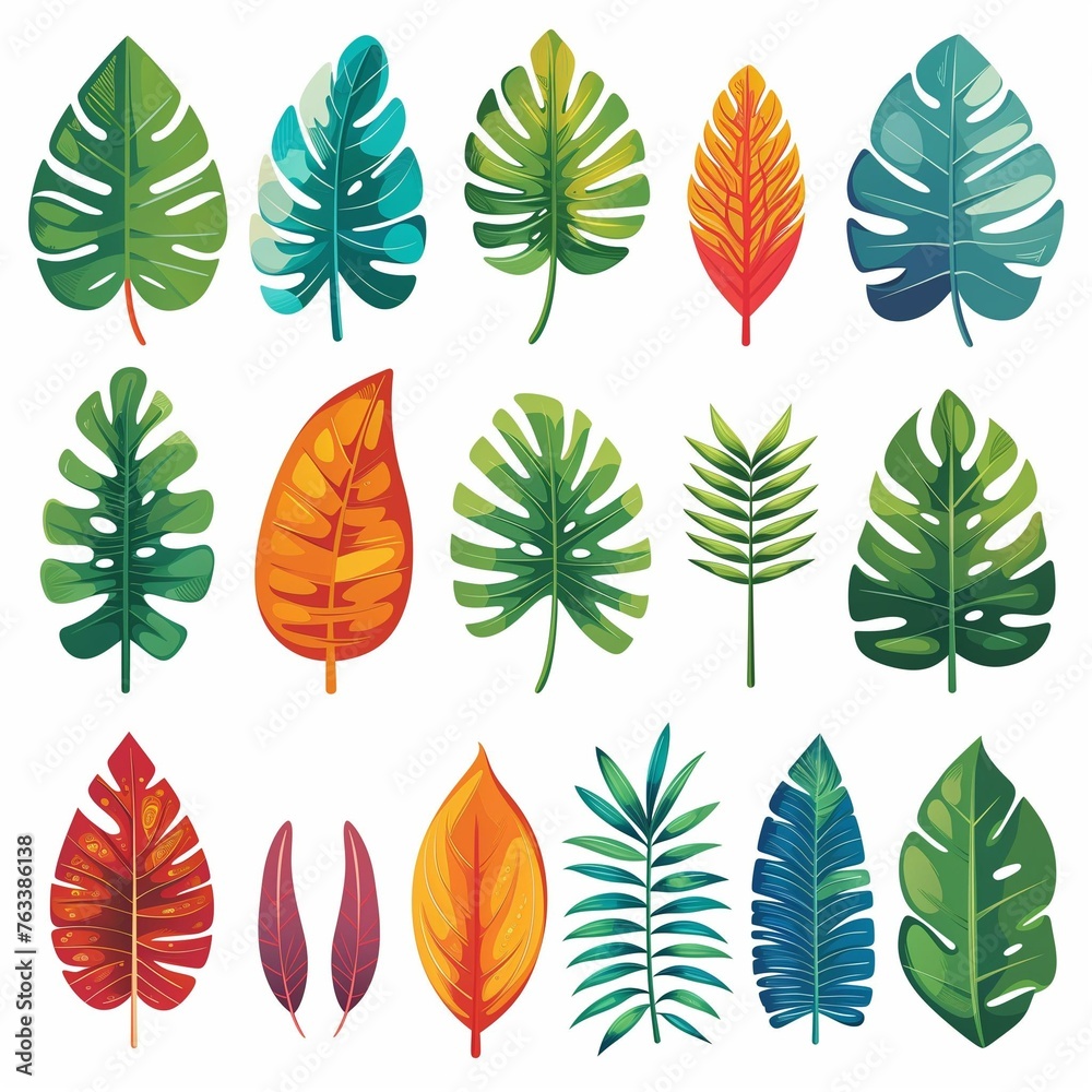 Colorful Tropical Leaves Collection for Vibrant Nature Designs