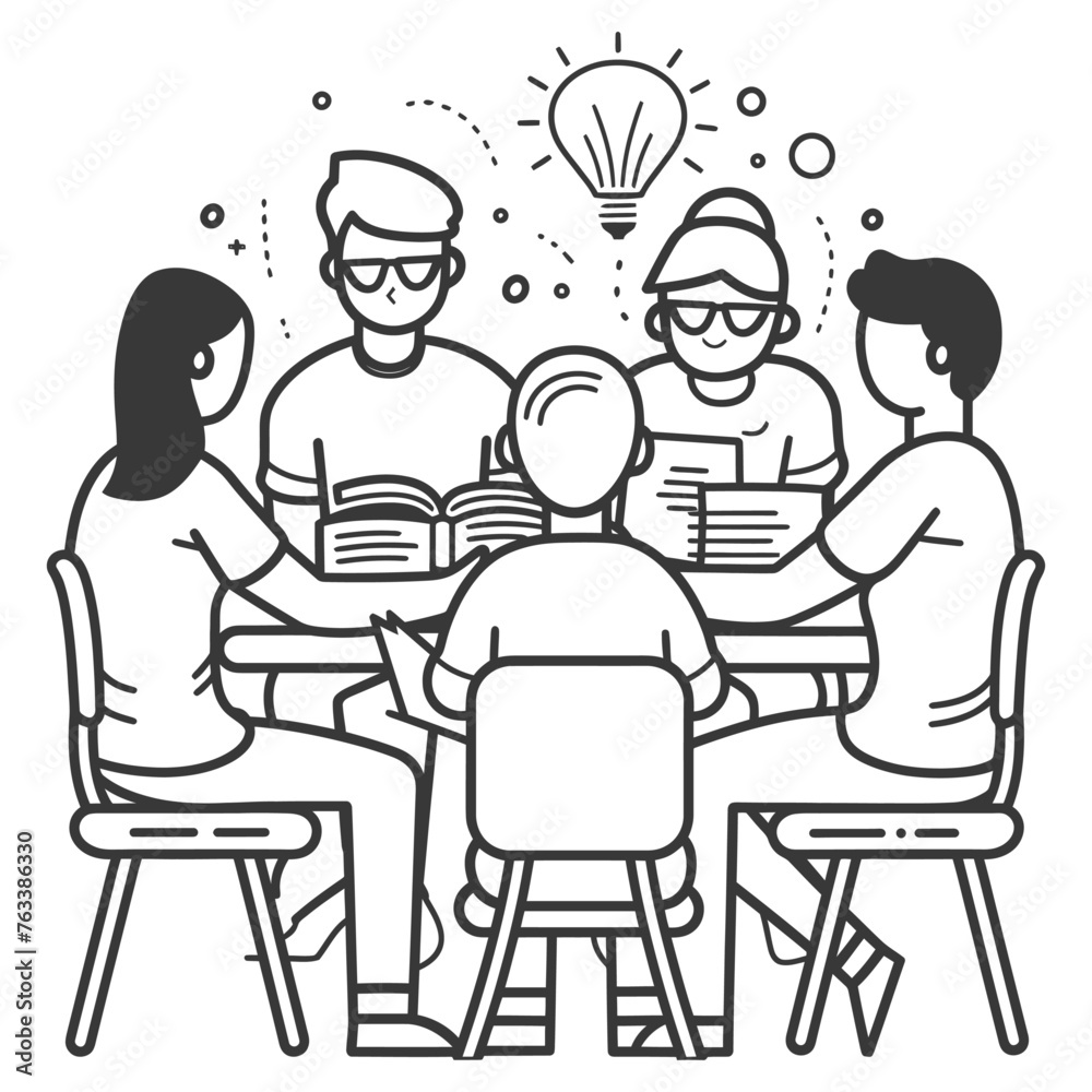 Outline illustration for positive learning situations in the classroom at school Outline illustration for positive learning situations in the classroom at school