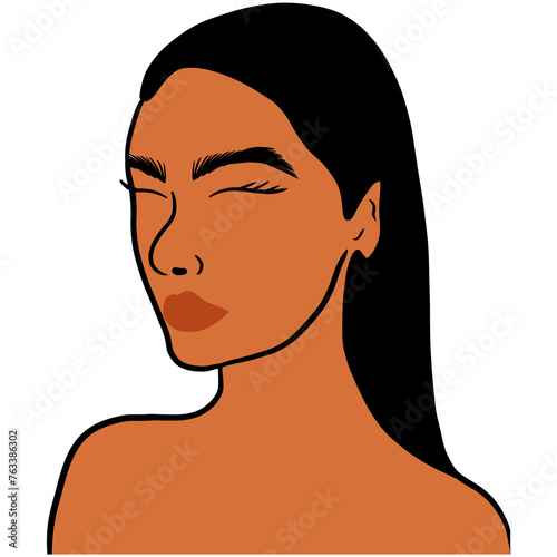  Black Woman Illustration, Black Woman Model, African American pretty girl. Female portrait. Black beauty concept. Vector Illustration of Black Woman. Great for avatars. Fashion, beauty