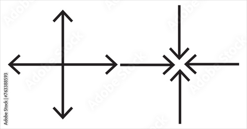 Expand size icon zoom icon. Enlarge vector symbol. Simple zoom arrow icons. expansion and contraction icon set. EPS10