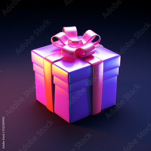 3d icon, one cartoon toy gift box,3d lllustration, sleek, game props сreated with Generative Ai © Andrii Yablonskyi