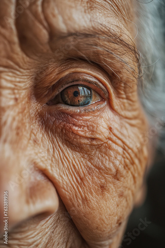 Close Up of an Elderly Woman's Eye Full of Stories Generative AI