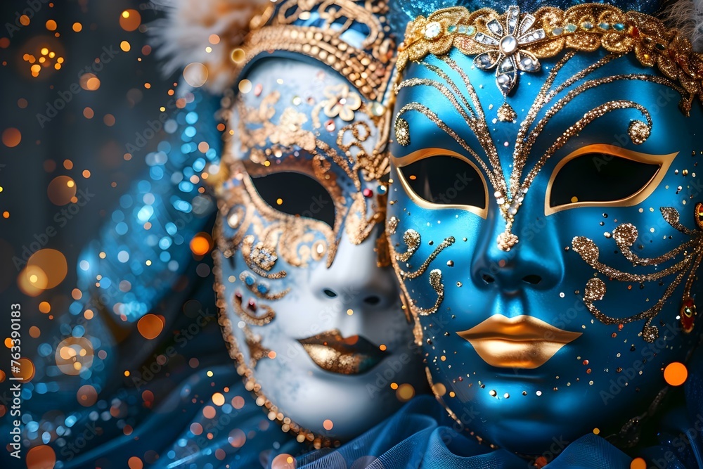 Display of Abstract Carnival Masks for Mardi Gras Festive Celebration. Concept Mardi Gras, Carnival Masks, Festive Celebration, Abstract Display