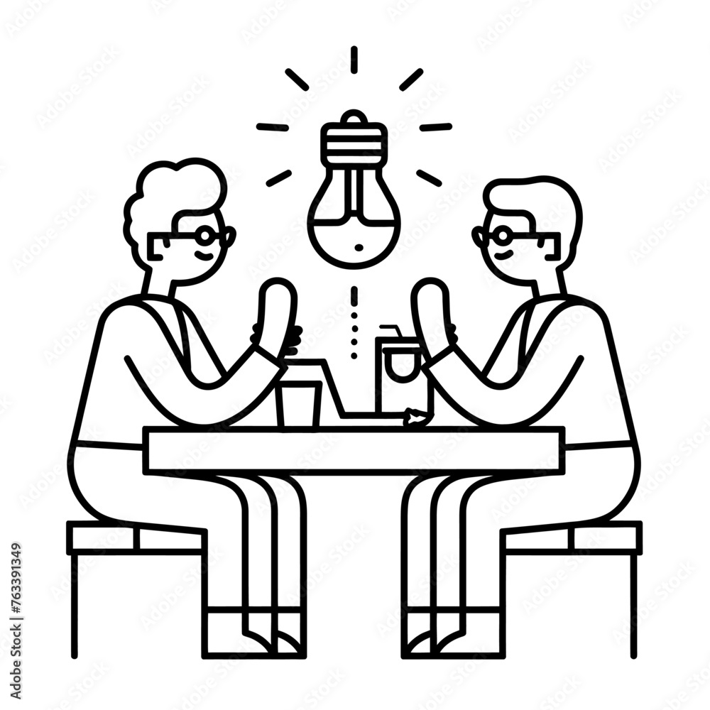 Outline illustration for Positive Workplace culture for company employees teamwork Outline illustration for Positive Workplace culture for company employees teamwork