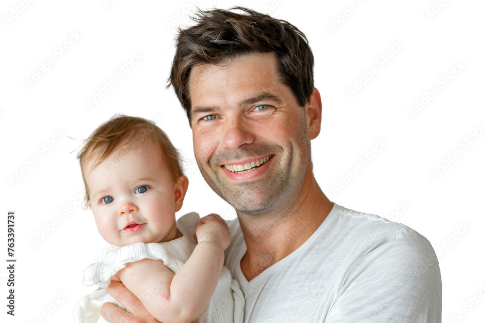 Portrait of Father holding baby with his arms isolated on transparent png background, Dad and baby moment, cute and adorable little infant. Portrait of Father holding baby with his arms isolated on transparent png background, Dad and baby moment, cute and adorable little infant.