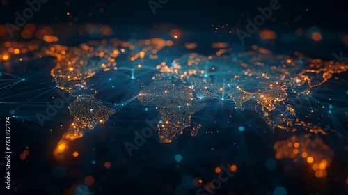 World map illuminated under dynamic market data, symbolizing global interconnectedness