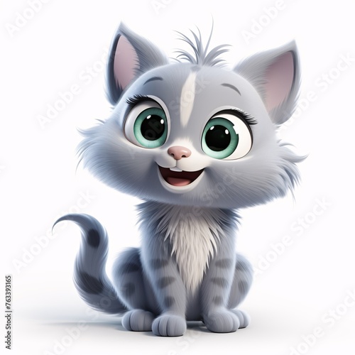 a cartoon cat sitting on a white surface