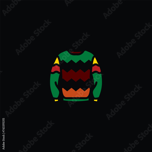 Original vector illustration. The icon of a warm knitted sweater with a pattern.