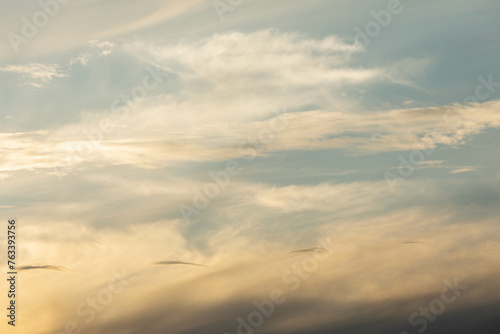 Fototapeta Naklejka Na Ścianę i Meble -  Background of cloudy sky concept: Dramatic sunset with twilight color sky and clouds.