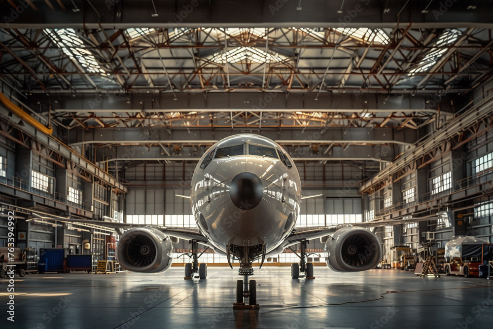 turbulence flow and aerodynamics of an airplane in hangar. turbulence flow and aerodynamics of an airplane in hangar.