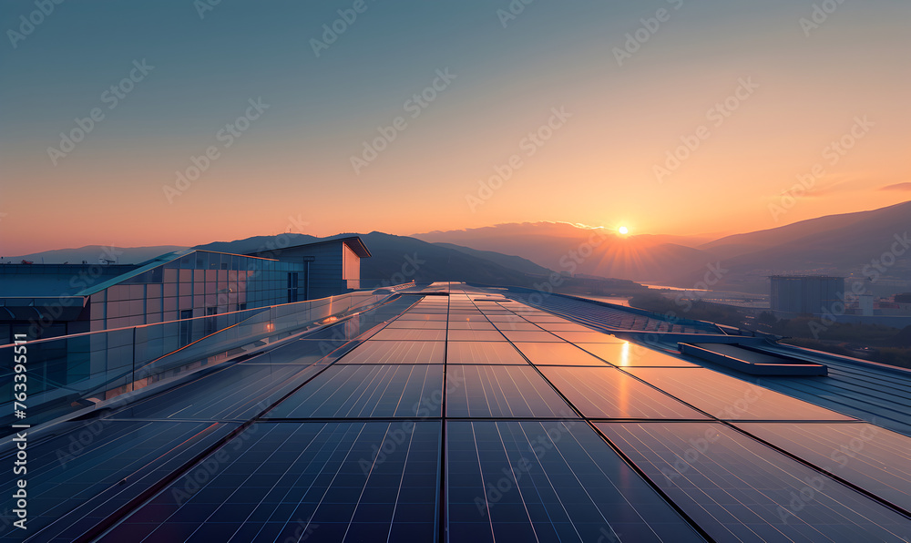 Solar photovoltaic panels on the roof.