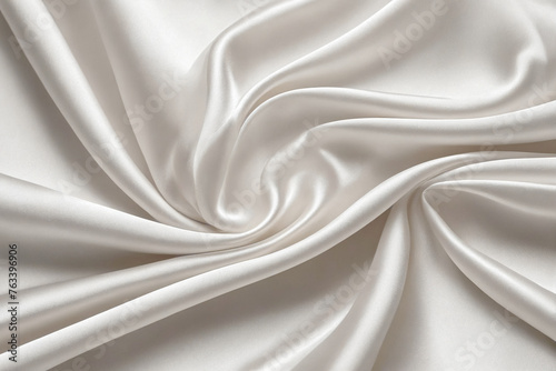Beautiful background luxury cloth with drapery and wavy folds of white silk satin material texture