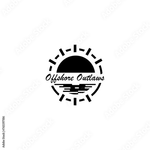 Beach or coast logo in simple sun and ocean shape