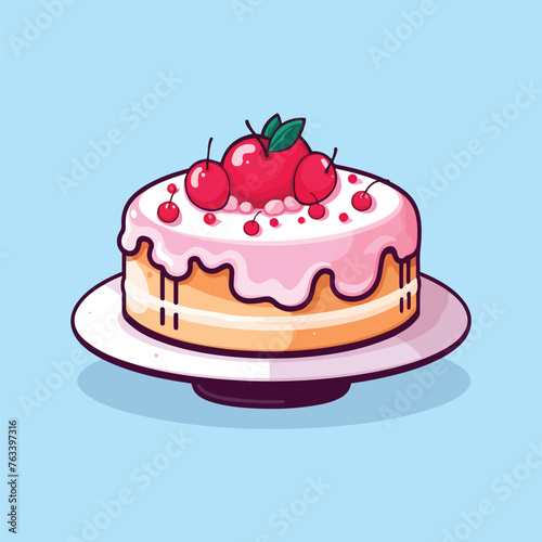 a strawberry cake with a strawberry on the top.
