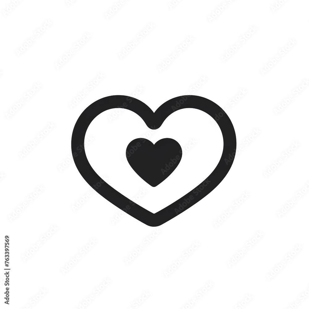 heart in the style of minimalist black line icon on a white background, clean and rounded edges сreated with Generative Ai