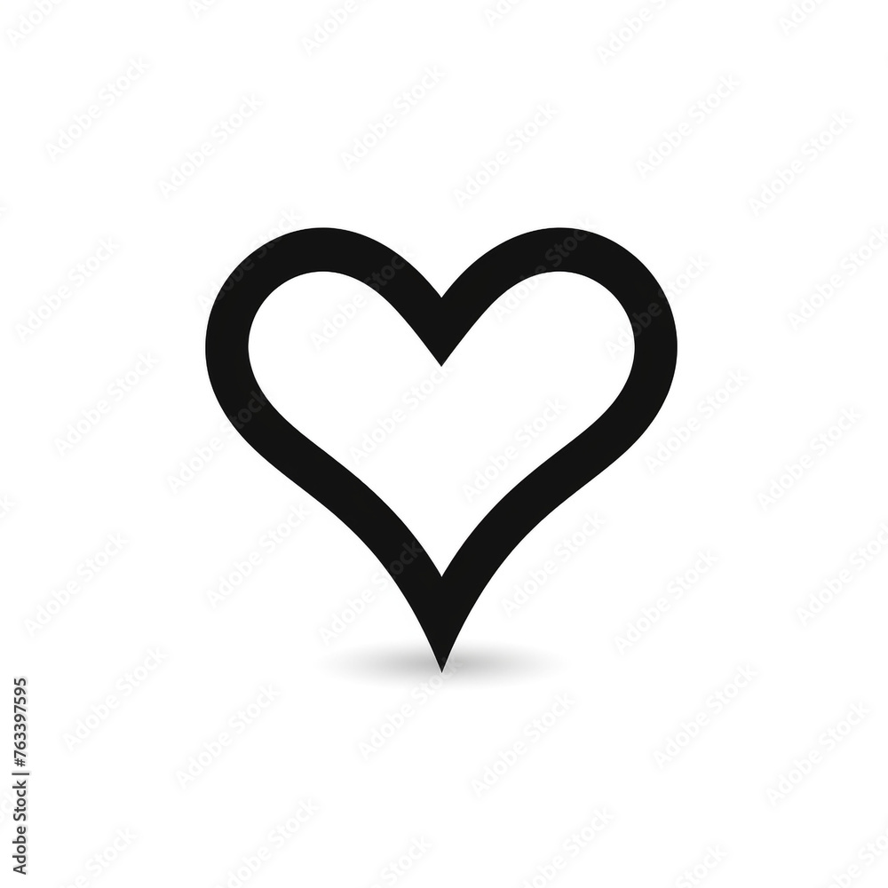heart in the style of minimalist black line icon on a white background, clean and rounded edges сreated with Generative Ai