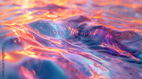 A picture of flowing holo 3D landscapes, with an eternal void as the background, in a dimension of surreal horizons