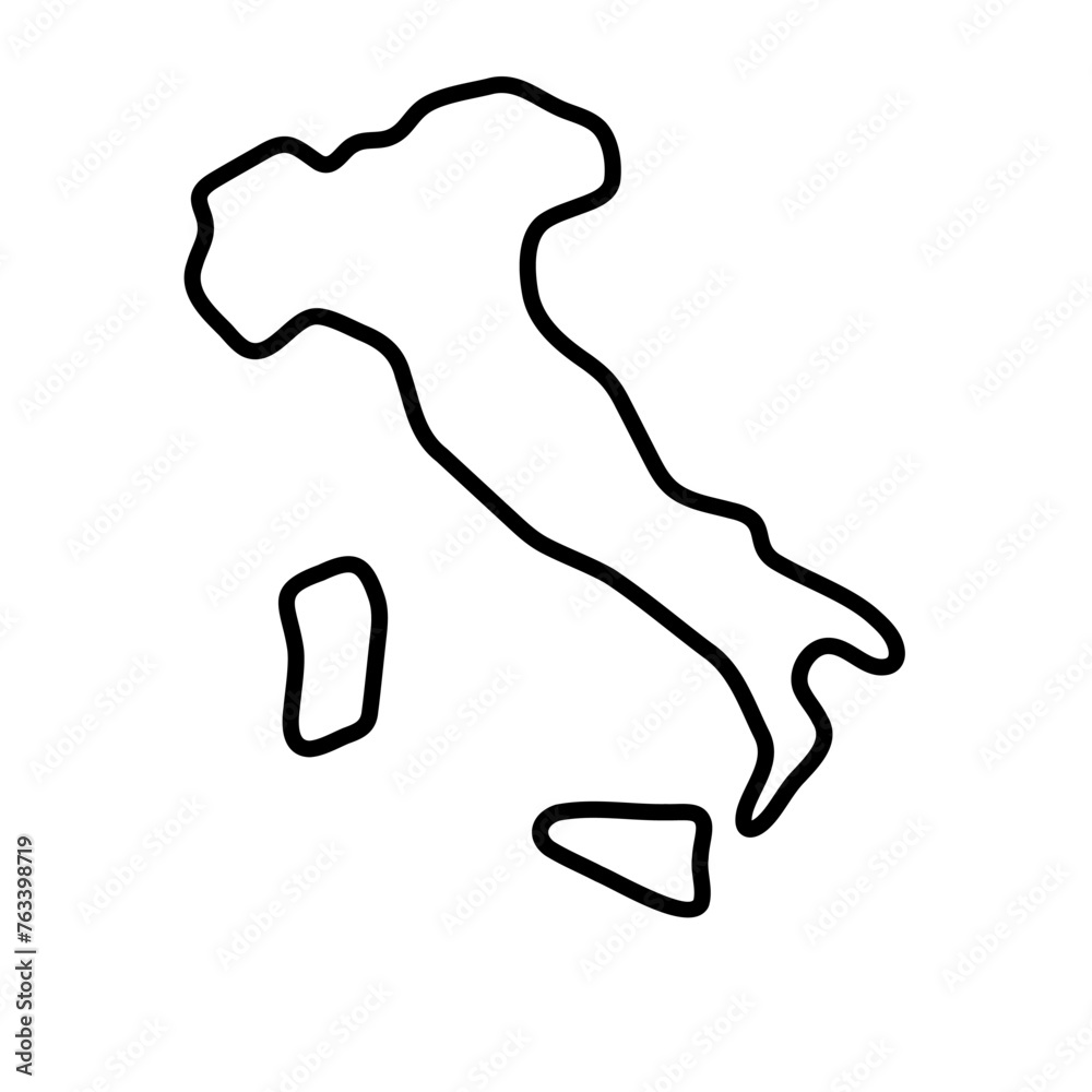 Italy country simplified map. Thick black outline contour. Simple vector icon Italy country simplified map. Thick black outline contour. Simple vector icon