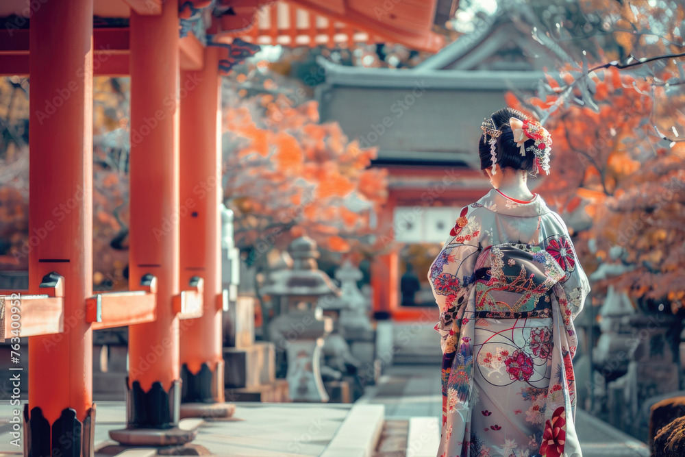 Traditional Japanese culture through the art of wearing kimono