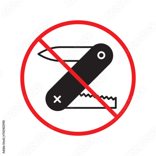 Do not use jackknife vector icon. Folding knife flat sign design. Multi-tool knife symbol pictogram. Warning, caution, attention, restriction, danger flat sign design.