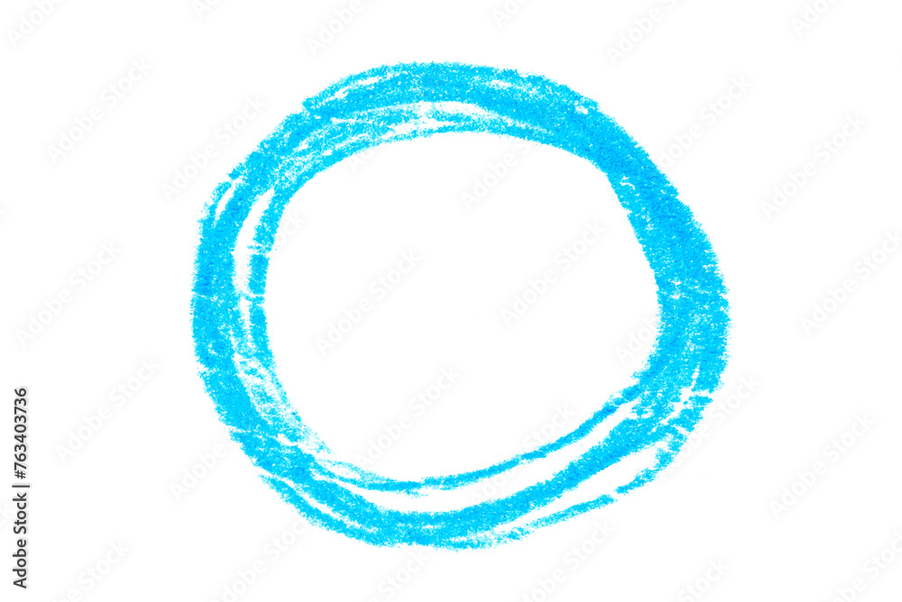 A photo of a circle drawn in blue pencil isolated on white background. A photo of a circle drawn in blue pencil isolated on white background.