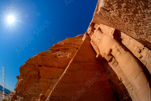 Abu Simbel temples, at the entrance to the Small Temple of Hathor and Nefertari, Aswan, Egypt