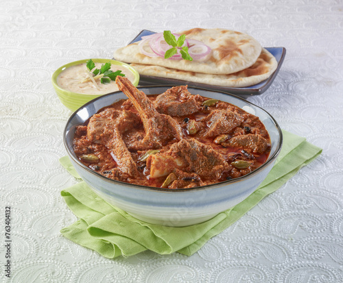 Mutton Korma or Qorma is a fragrant mutton stew prepared with mutton, chicken or beef meat and cook in yogurt, cardamom and many other spices.
