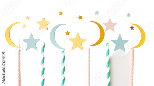 Eid-Themed Party Straws with Crescent Moon PNG