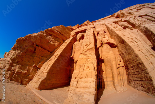 Abu Simbel temples, at the entrance to the Small Temple of Hathor and Nefertari, Aswan, Egypt
