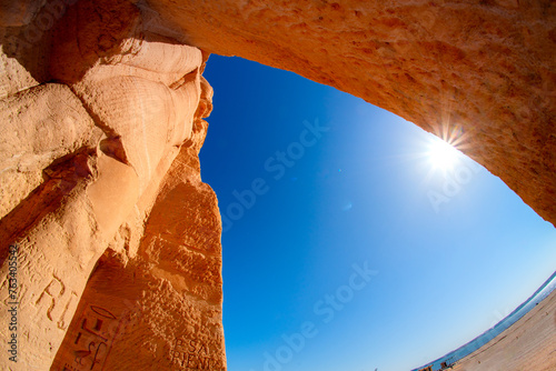 Abu Simbel temples, at the entrance to the Small Temple of Hathor and Nefertari, Aswan, Egypt