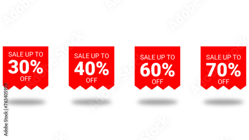 30%, 40%, 60%, 70%, percent discount sale off red tag, label. emblem sale offer, badge price discount number. stamp Flat offer, sticker clearance sale. Finance product emblem.-24