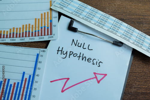 Concept of Null Hypothesis write on paperwork isolated on wooden background.