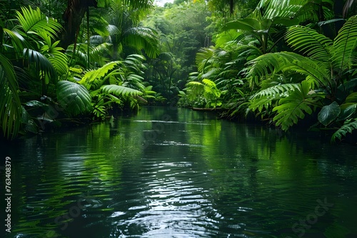 Exploring the Lush Greenery and Tranquil Waters of the Costa Rican Rainforest. Concept Exploring  Lush Greenery  Tranquil Waters  Costa Rican Rainforest