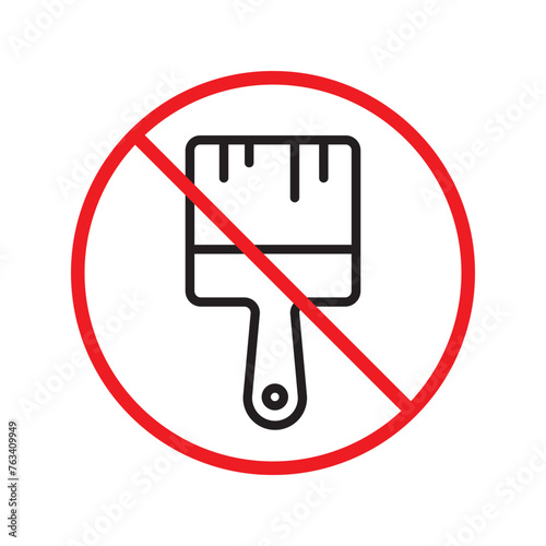 Do not paint brush sign. Prohibited painting vector icon. No paint icon. Forbidden brush icon. Warning  caution  attention  restriction  danger flat sign design. Paint brush symbol pictogram UX UI