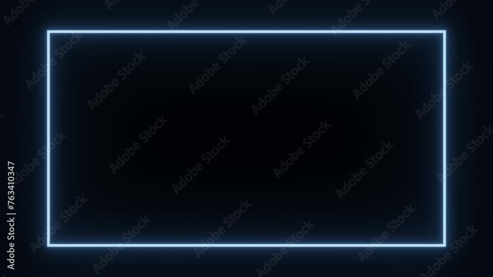 Neon line frame. Animation of the frame lighting up with back and forth movement on a black background Neon line frame. Animation of the frame lighting up with back and forth movement on a black background