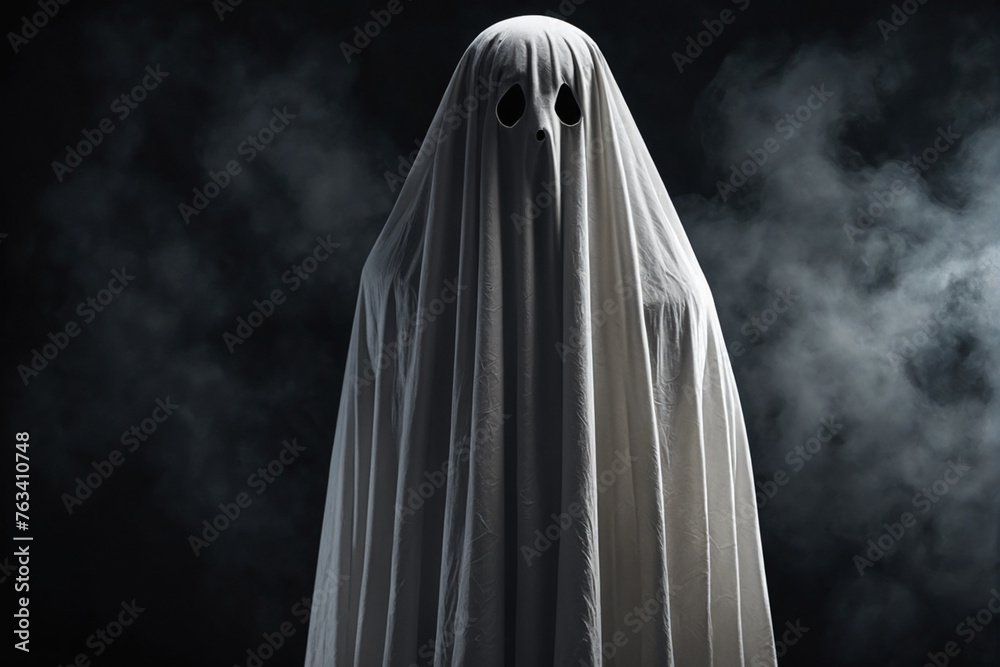 Standing ghost in a white sheet Standing ghost in a white sheet