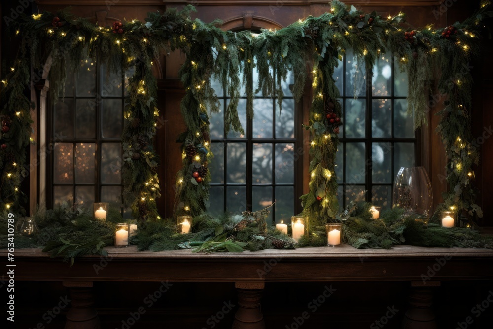 Candlelit table next to a window, creating a warm and cozy ambiance
