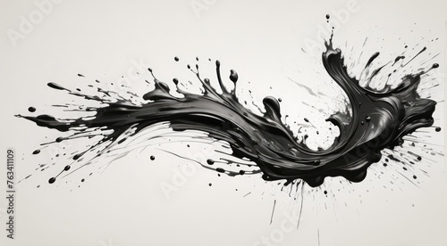 Black Color Paint Ink Splash Isolated in a White Background 