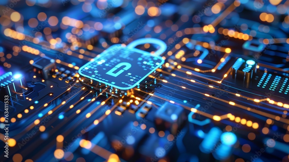 Fototapeta premium The background of cyber data protection and technology