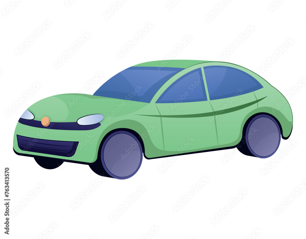 Illustration of colorful car sticker. The cartoon design of this illustration bursts with color and energy, showcasing a gorgeous green car in a colorful style. Vector illustration.