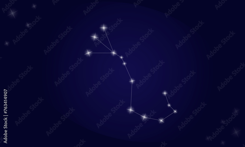 Fototapeta premium Constellation Scorpio. On a blue background, the constellation Scorpio with shining stars. Vector illustration EPS10.